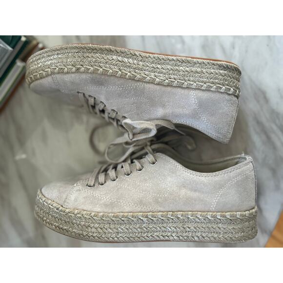 Tretorn Eve2 Taupe "Natural" Silver Sparkle Suede Espadrille Platform Sneaker - Picture 6 of 10